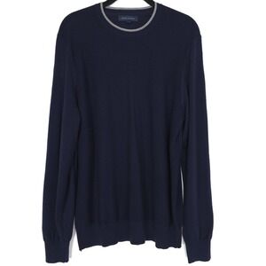PATRICK ASSARAF 100% EXTRAFINE MERINO WOOL Size MEDIUM Crew Navy‎ Blue Sweater